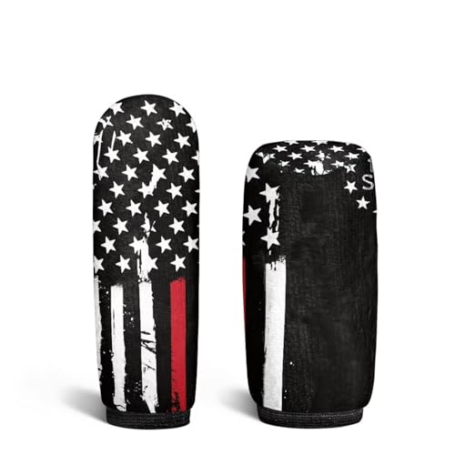 KEIAHUAN American Flag Car Gear Shift Knob Cover & Handbrake Cover Anti-Scratch Stretchy Auto Shifter Gear Hand Brake Protector Universal for Sedans,SUVs,Trucks - color: Black US Flag