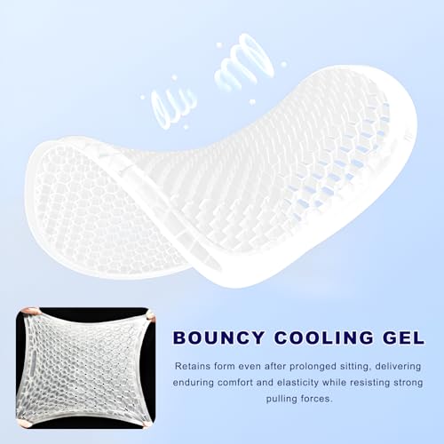 Gel Car Seat Cushion, Non-Slip Breathable Automotive Front Seat Bottom Cushion Pad, Comfortable & Cooling Seats Cover Interior Mat for Sedans SUVs Trucks, Car Accessories (Black)