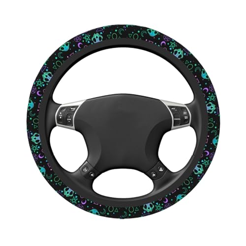 Magic Skull Magical Star Moon Steering Wheel Cover For Women Men Girls Car Accessories Decor Anti-Slip Neoprene Auto Steering Wheel Covers Protector Universal 15 Inch