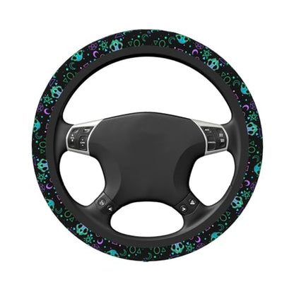 Magic Skull Magical Star Moon Steering Wheel Cover For Women Men Girls Car Accessories Decor Anti-Slip Neoprene Auto Steering Wheel Covers Protector Universal 15 Inch