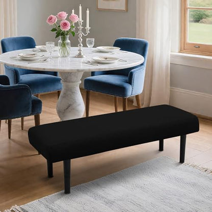 Stretch Bench Seat Cover, Reusable Slipcover for Dining Room & Bedroom, Removable Washable Rectangular Bench Covers, Elastic Fit for Home Furniture(Black) - color: Argyle Black