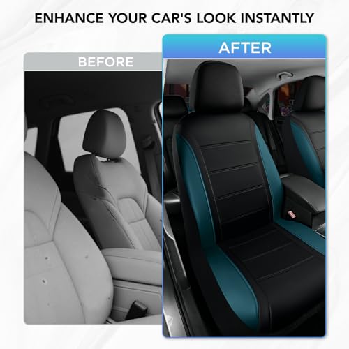 Road Comforts Leather Seat Covers, Breathable Car Seat Covers Front Seat for Men,Airbag Compatible, Automotive Seat Covers Set Universal Fit Most Cars,Vans,Truck,SUV - color: Blue Front