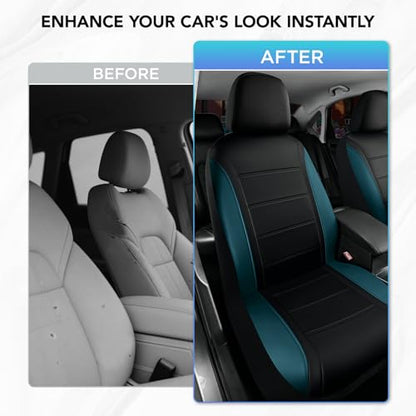 Road Comforts Leather Seat Covers, Breathable Car Seat Covers Front Seat for Men,Airbag Compatible, Automotive Seat Covers Set Universal Fit Most Cars,Vans,Truck,SUV - color: Blue Front
