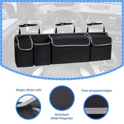 Trunk Organizer - Car Organizer, Foldable Trunk organizer for SUV/MPV/Truck, Collapsible Car Storage Bag with 4 Pockets, Black, 40.16"×11.02"