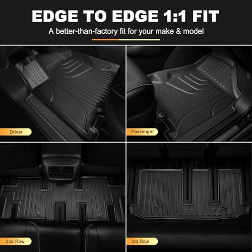 Floor Mats Custom for 2013-2020 Nissan Pathfinder/2014-2020 Infiniti QX60/2013 Infiniti JX35 All Weather TPE Heavy Duty Car Floor Mat Pathfinder Accessories Full Floor Liners Set