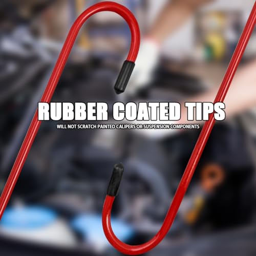 4PCS Car Brake Caliper Hooks, Vehicle Caliper Hangers with Rubber Caps, S-Shaped Automotive Accessories for Braking, Axle, Bearing, Suspension Work for SUV, Truck, RV（Red/4PCS） - color: Red, size: 4PCS