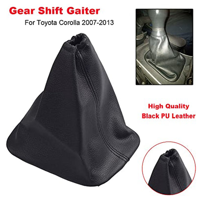 Car Shift Gear Stick Handbrake Cover Manual Shift Boot Black Leather Boot Cover Case for to-yo-ta Co-Rolla 2007 2008 2009 2010 2012 2013 (Gear Dust Cover) - size: Gear Dust Cover
