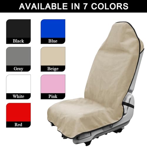 DXNQ Waterproof Car Towel Seat Cover, Sweating Non-Slip Premium Towel Carseat Cover Protector, Universal Soft Machine Washable Car Truck SUV Front Seat Cover for Gym Workout Beach Hiking (Beige) - color: Beige, 1pc, Front