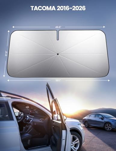 Car Windshield Sunshade for Tacoma (2016-2026) - 2026 Foldable Car Windshield Sun Shade Umbrella, 5-Layer UV Block, 10-Rib Frame, for Tacoma (2016-2026) Interior Sun Protection, Tacoma Accessories - size: Toyota Tacoma (2016-2026)