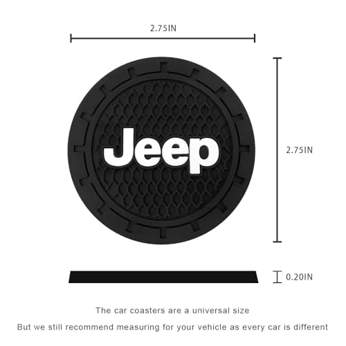 Car Cup Holder Coaster for Jeep Series Recessed Silicone Cupholder Coaster Interior Accessories 2.75in 2Pieces Black - color: Black-a11