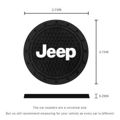 Car Cup Holder Coaster for Jeep Series Recessed Silicone Cupholder Coaster Interior Accessories 2.75in 2Pieces Black - color: Black-a11
