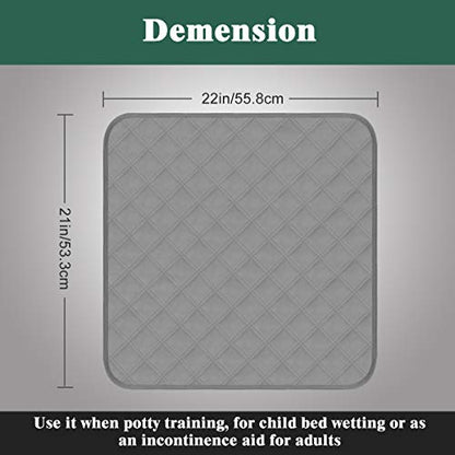 Waterproof Washable Seat Protector Pads Non-Slip Incontinence Chair Pads Resuable Pee Pads for Wheelchair Senior Adults Kids Stay Well in Place 22"X21" Gray 2Pcs - color: Gray