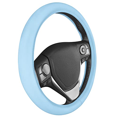 BDK Ultra Soft Blue Steering Wheel Cover, Unisex Car Accessories Non-Slip Comfy Soft Grip Faux Leather Auto Steering Wheel Cover for Cars Trucks Vans SUVs - Fits Standard 15" Inch Steering Wheels