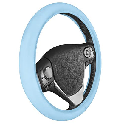 BDK Ultra Soft Blue Steering Wheel Cover, Unisex Car Accessories Non-Slip Comfy Soft Grip Faux Leather Auto Steering Wheel Cover for Cars Trucks Vans SUVs - Fits Standard 15" Inch Steering Wheels