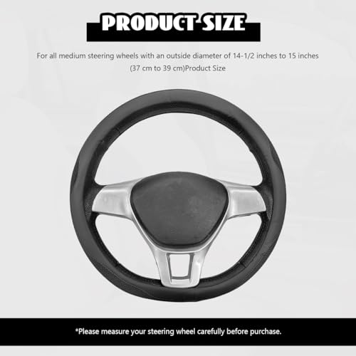 Microfiber Leather Steering Wheel Cover, Breathable Steering Wheel Protector with Anti-Slip Inner Ring, Universal 14.5"-15" Car Wheel Cover Auto Interior Decor for Men Women (Black) - color: Black
