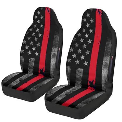 American Flag Printed Front Car Seat Cover Waterproof, Universal 2 Pcs Car Front Seat Cover for Truck SUV Vehicle Sedan, All Weather Auto Seat Cover Compatible with Airbag, Car Accessories - color: American Flag - Black and Red