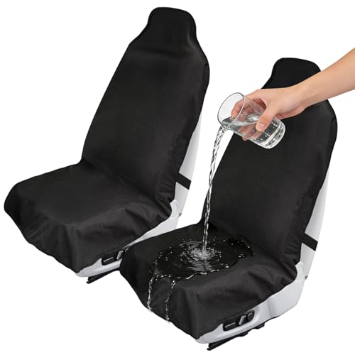 Waterproof Car Seat Cover Towel Front Seats 2 Pack, Universal Fit Waterproof Sweating Seat Protector for Cars and SUVs, Anti-Slip Front Seat Cover for Gym, Outdoor, Pets & Travel, Black