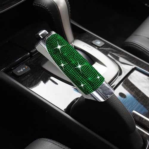 Car Handbrake Covers Torcarvh Crystal Diamond Handbrake Decorative Cover Anti Scratch Auto Gear Shift Collars Self Adhesive Handbrakes Protective Accessories (Green) - color: Green