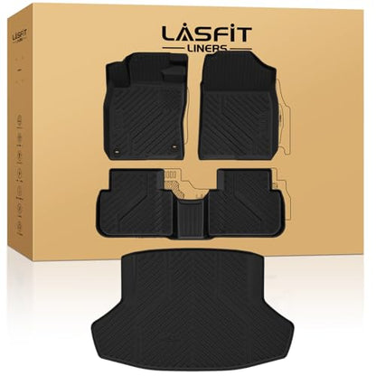 LASFIT Floor Mats & Trunk Mat for 11th Gen Honda Civic 2026 2025 2024 2023 2022 Sedan (Fits Rear Seats with or Without USB Ports), All Weather TPE Car Floor Liners,1st & 2nd Row & Trunk Liner - style: 1）For Honda Civic Sedan | 2022-2026 | Full Set (Rear S