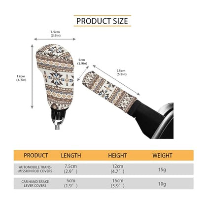 Southwest Aztec Tribal Auto Gear Shift Knob Cover Handbrake Grip Cover 2 Pcs Set Fit Most Cars Sedan SUV Van Truck Car Interior Accessiores for Women Men - color: Southwest Aztec Tribal