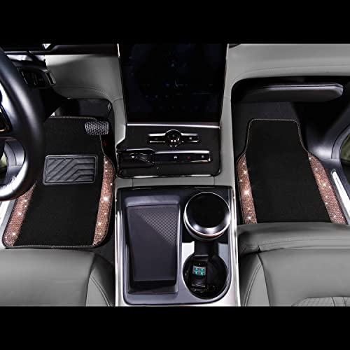CAR PASS Bling Rhinestone Diamond Car Floor Mat, Crystal Sparkly Shining Glitter Carpet Waterproof Anti-Slip PVC Heel Pad, Universal for Interior Auto SUV,Sedan,Van,4pcs Girl Women Men, Champagne Gold - color: Gold Diamond