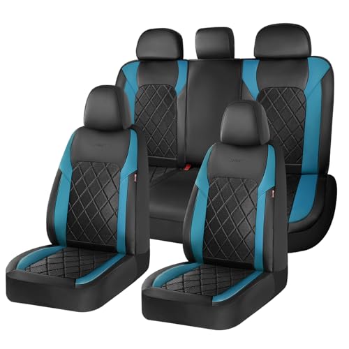 Coverado Car Seat Covers, Seat Covers Full Set, 5 Seats Automotive Seat Cover, Mesh Breathable Seat Protectors, Universal Fit for Most Cars - color: Black_Blue, size: FullSet