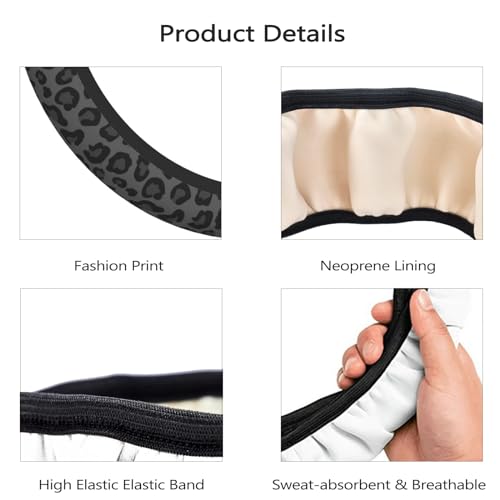 Black Leopard Cheetah Steering Wheel Cover for Women Girls, Anti-Slip High Elastic Breathable Soft Rubber Car Steering Wheel Cover, Universal 15 Inch Fit for Cars, Auto, SUVs
