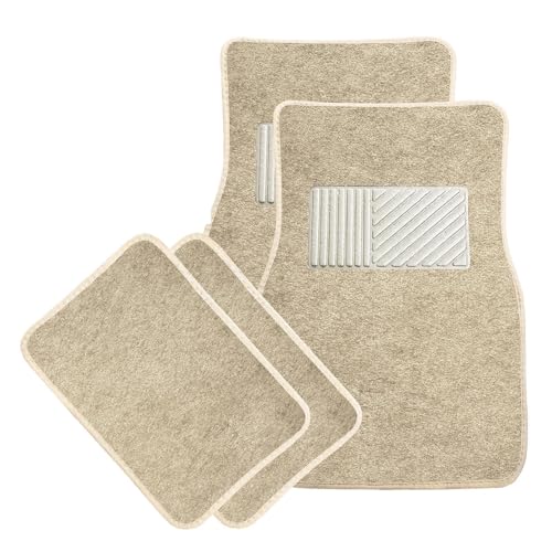 Sun Walker 4 PCS Car Floor Mats, Waterproof Anti-Slip Front & Rear Car Carpets with Driver Heel Pad, All Weather Floor Protective Pads Universal for SUVs Trucks Sedans Vans (Beige) - color: Beige