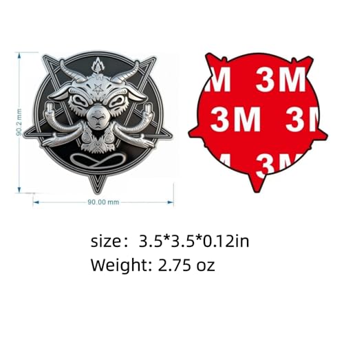 Occult Goat Car Emblem – Metal 3D Black Badge with 3M Adhesive – Mystical Goat Decal for Car, Truck, Motorcycle, Window, Door, or Home Decor (Black and Silver) - color: Black and Silver