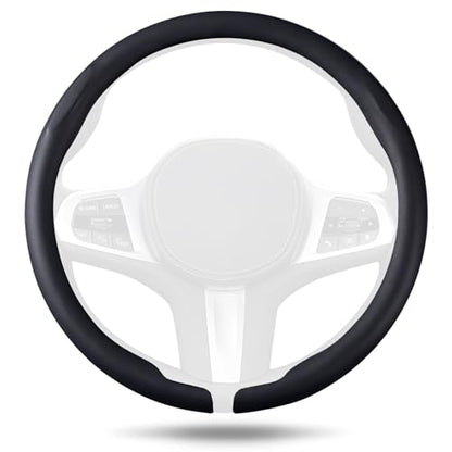 Aimato Car Steering Wheel Cover, Ultra-Thin Car Steering Wheel Cover,Comfortable & Breathable Microfiber,Universal Fit for Most Cars, Black - color: Black