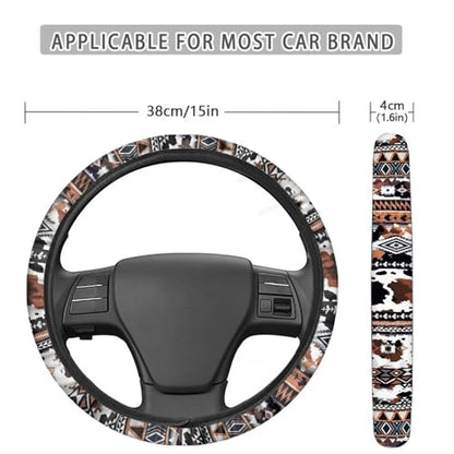 Aztec Car Steering Wheel Cover for Women Washable Steering Wheel Protection 15 Inches Replacement Brown Car Accessories for SUV Vehicle Sedan Truck - color: Aztec Print