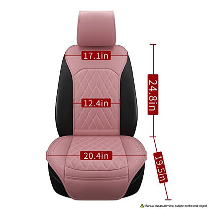 Universal Front Leather Car Seat Covers Pink 2 Pcs Luxury Seat Covers, Anti-Slip Waterproof Auto Driver Cushions Fit SUV Pickup Van Sedan, Chevy Silverado GMC Sierra Dodge Ram Tacoma Ford - color: Pink-FRONT PAIR