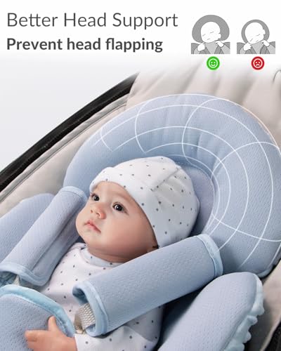 Generic Infant Insert Compatible with Mamaroo Swing & Graco Swing and Infant Car Seat, Newborn Insert Baby Head Body Support, Reversible Design, Breathable Soft Fabric, 1Pcs - Dots, Dark Blue - color: Dots, Dark Blue