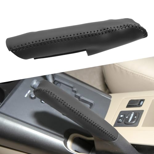 Genuine Leather Handbrake Protector Cover Compatible with Toyota RAV4 2009-2012 Anti-Slip Hand Brake Parking Lever Sleeve Black