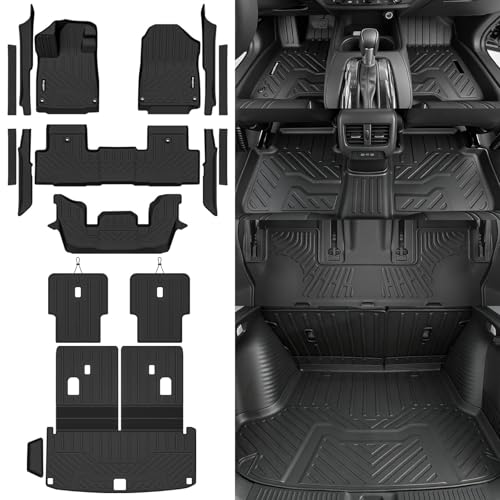 Floor Mats for 2022-2026 Acura MDX, Trunk Mat with Backrest Mat and 2nd Backrest Mat & Door Sill Guard All Weather TPE Protector for Acura MDX Accessories - size: 16)MDX|2022-2026