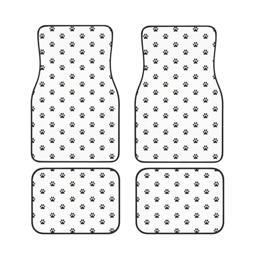 Dog Paw Floor Mats for SUV Truck Van Sedans Front and Rear Row Floor Liners Full Set of 4 White All Weather Protection Automotive Accessories - color: Dog Paw