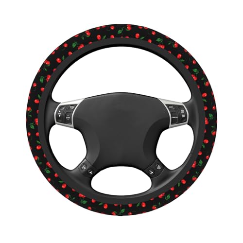 Delicious Cherry Elastic Steering Wheel Cover Non-Slip Breathable Steering Wheel Protector Fit Auto, Suvs, Truck - color: Delicious Cherry