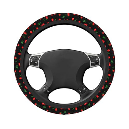 Delicious Cherry Elastic Steering Wheel Cover Non-Slip Breathable Steering Wheel Protector Fit Auto, Suvs, Truck - color: Delicious Cherry