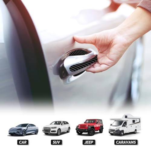 8PCS Carbon Fiber Car Door Handle Scratch Protectors, Universal Paint Guard Sticker for Door Handle Bowl, Fits Most Cars, Trucks, SUVs (Black)