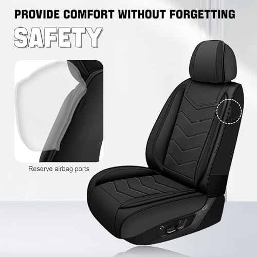 Car Seat Cover for KIA Soul 2010-2025, Driver's Seat Covers,Non-Slip Waterproof seat Cover,Wear-Resistant Nappa Leather car seat Covers. (Standard 2 Seats/Pure Black) - color: Pure Black, size: Standard 2 Seats