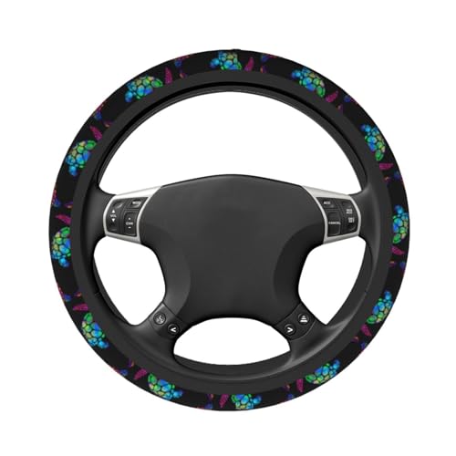 Sea Turtle Steering Wheel Cover with 2 Car Coasters Non Slip Neoprene for Women Men Universal 15 Inch - color: Sea Turtle