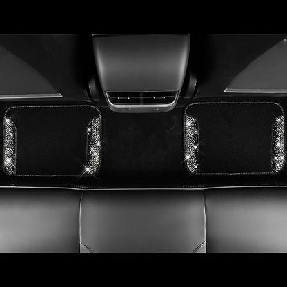 CAR PASS Bling Car Mats Shining Diamond Carpet Crystal Rhinestone Sparkly Glitter Floor Mats with Anti-Slip PVC Pad Universal Fit Automotive SUV,Sedan,Van,4pcs for Girl Women, Black Sliver Diamond - color: AB Silver