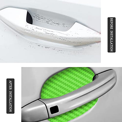 Blilo 4PCS Universal Carbon Fiber Door Handle Protector Stickers, Green, Carbon Fiber Texture, Anti-Scratch, Easy to Install - color: Green/4PCS