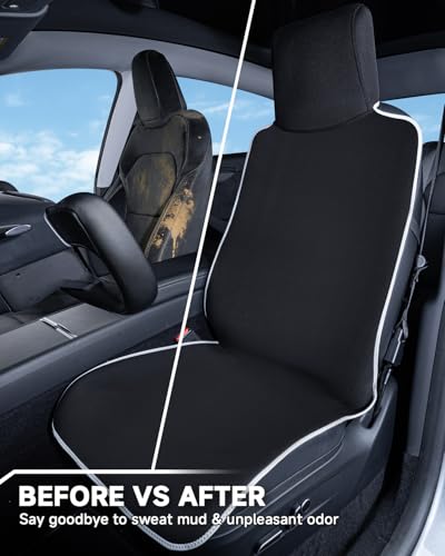 Waterproof Neoprene Car Seat Cover with Extended Seat Belts & Armrest Box Pads ,Universal Fit Sweatproof Non-Slip Seat Protector for Post Gym, Run, Crossfit, Yoga and Pet Protection(Black, 1 Pack)