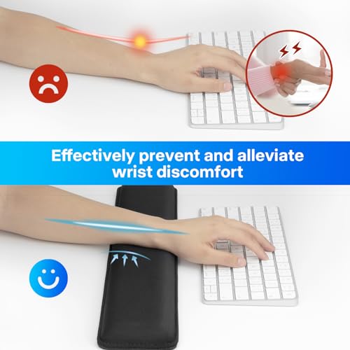 Yolanda Keyboard Wrist Rest/Pad - Cooling Gel - Stitched Edges - Keyboard Accessory,Ergonomic,Black