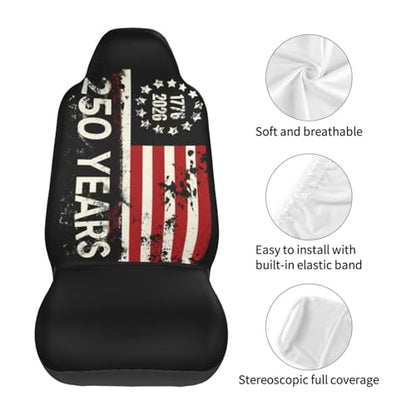 250 Years Anniversary Front Seat Covers 2 Pack, Vehicle Seat Protector Car Mat Covers, Fit Most Bucket Seats - color: 250 Years Anniversary