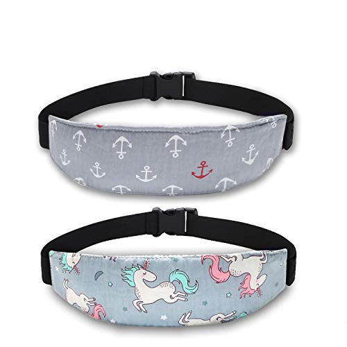 Baby Carseat Head Support,Car seat Straps Pillow Support Ban,Stroller Neck Relief Strap Headrest,Slumber Sling Sleep Positioner for Toddler Infants Child Children Kids(Gery Unicorn) - color: Gery