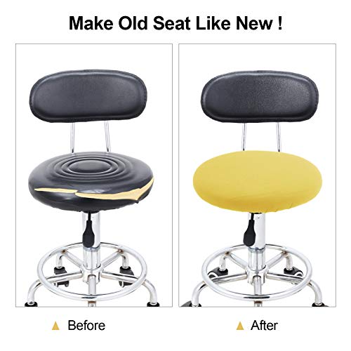 Tatuo Round Bar Stool Seat Covers Washable Stool Cushion Slipcover Elastic Bar Chair Covers for 14-17 Inch Chair (Yellow, 4 Pieces) - color: Yellow