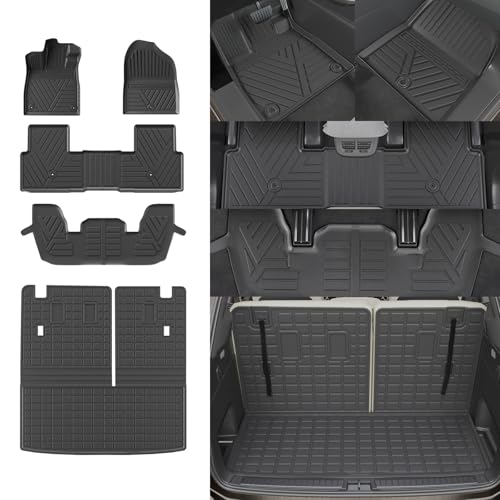 Rongtaod Floor Mats Compatible with 2023 2024 2025 2026 Honda Pilot Cargo Mat Trunk Mat Cargo Liner Back Seat Cover Protector All Weather Pilot Accessories (Trunk Mat with Backrest Mat+Floor Mats) - color: 23-26 Floor Mats+Trunk Mat
