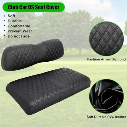 Club Car DS Seat Covers, Golf Cart Seat Covers for Club Car DS OEM Ordinary Seat-Thick Premium Marine Leather Custom Diamond Comfortable/Anti-Scratch/Anti-Fading/Easy to Install - style: Fit Club Car DS 2000 UP Front Seat